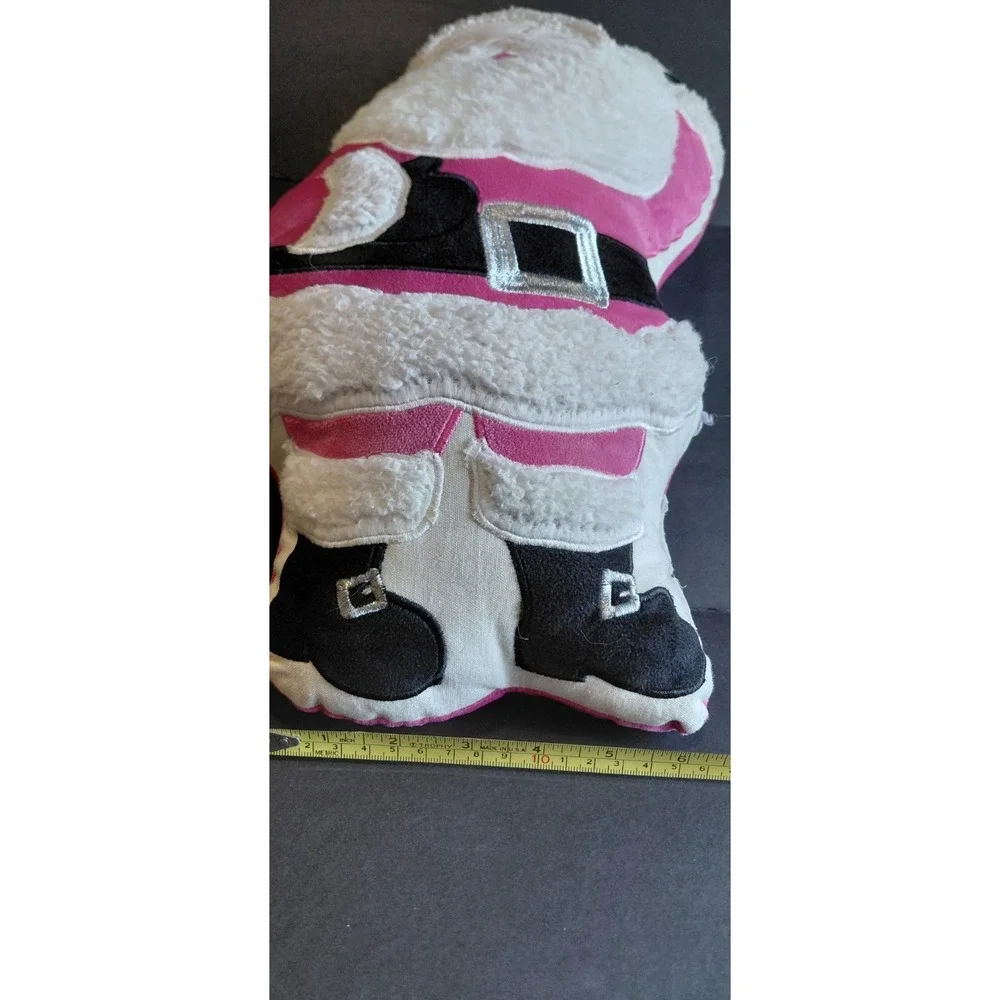 soft plush pink Santa holiday throw pillow Collectible Decor Pastel Style Sweet